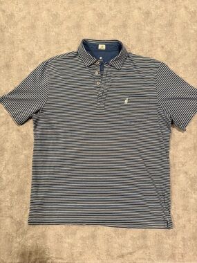 johnnie-O Navy and White Striped Polo